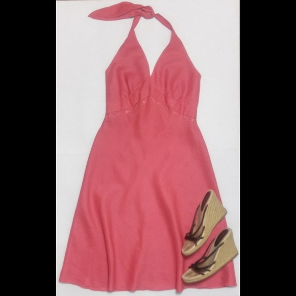 Ann Taylor Dresses & Skirts - 🔥Ann Taylor | Coral Linen Halter Sun Dress EUC